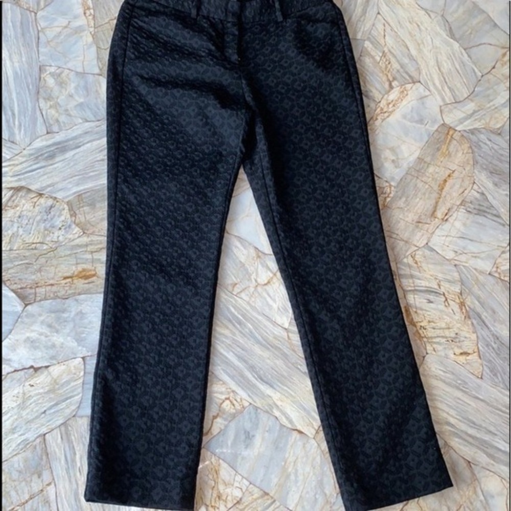 Theory Black Jacquard Geometric Textured Straight Leg Trousers Pants Size 2 - Picture 10 of 10